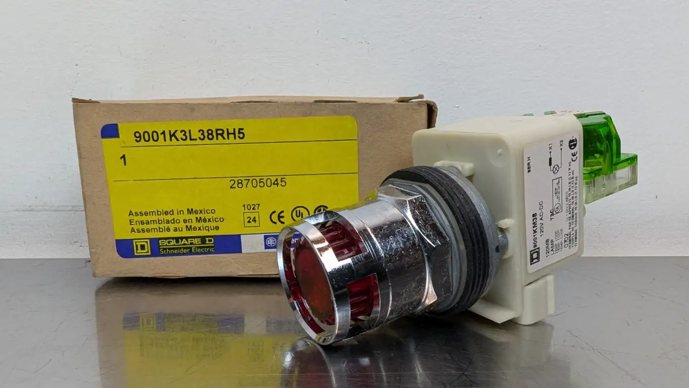 Square D 9001K3L38RH5 Illuminated Push Button Ser H 30mm Red 120V AC/DC