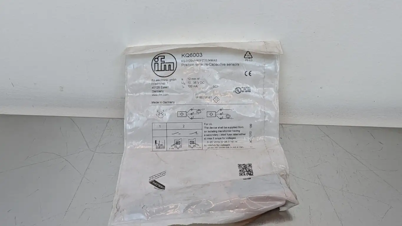 IFM Efector KQ6003 Capacitive Sensor KQ-3120NFAKG/2T/0,04M/AS 12mm 10-30VDC