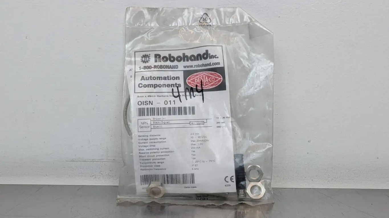 Robohand OISN-011 Inductive Proximity Sensor 2mm Destaco 10-30VDC 8mmx45mm