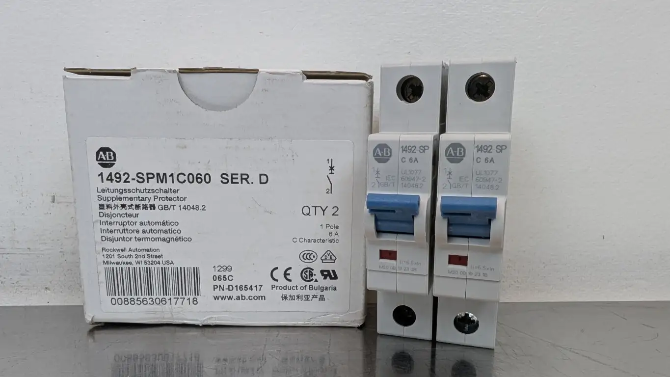 2 Pack Allen-Bradley 1492-SPM1C060 Supplementary Protector Ser D 277VAC/48VDC 6A