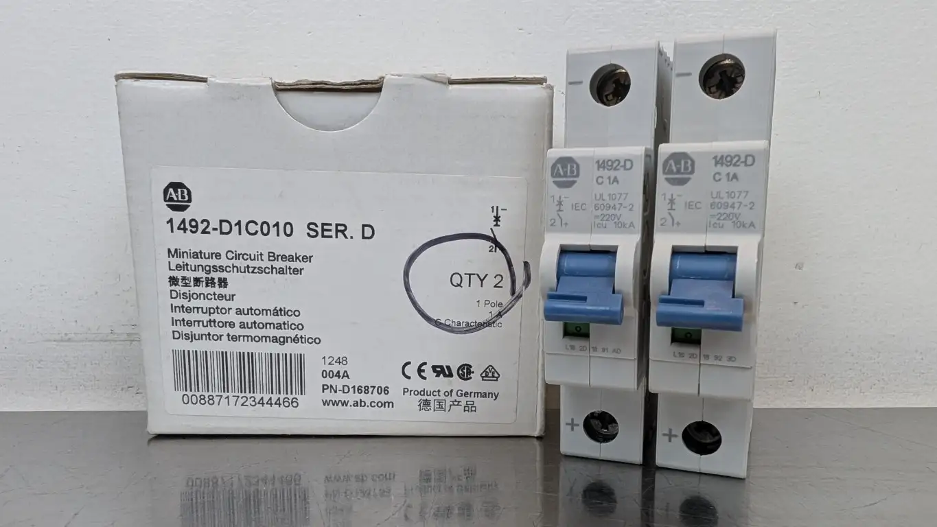 2 Pack Allen-Bradley 1492-D1C010 Miniature Circuit Breaker Ser D 250VDC 1A