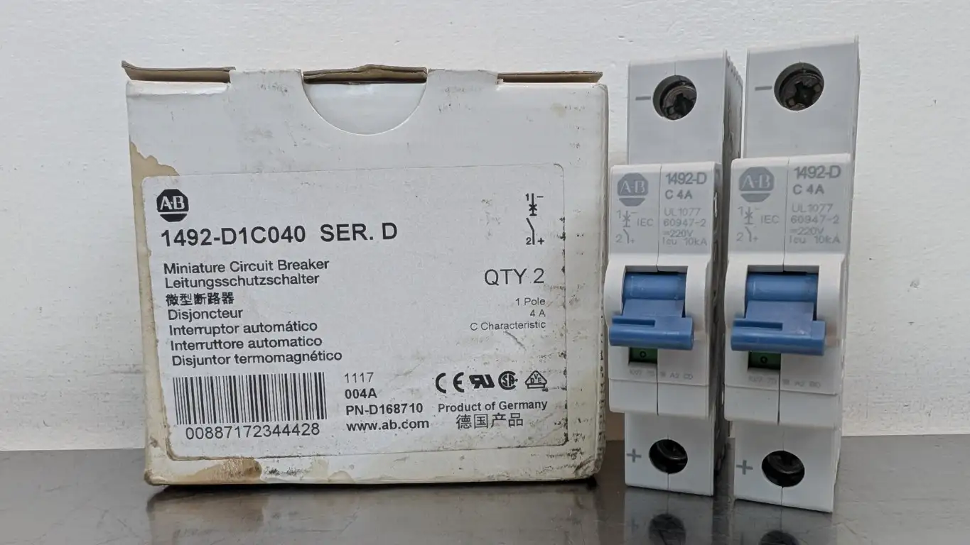 2 Pack Allen-Bradley 1492-D1C040 Miniature Circuit Breaker Ser D 250VDC 4A