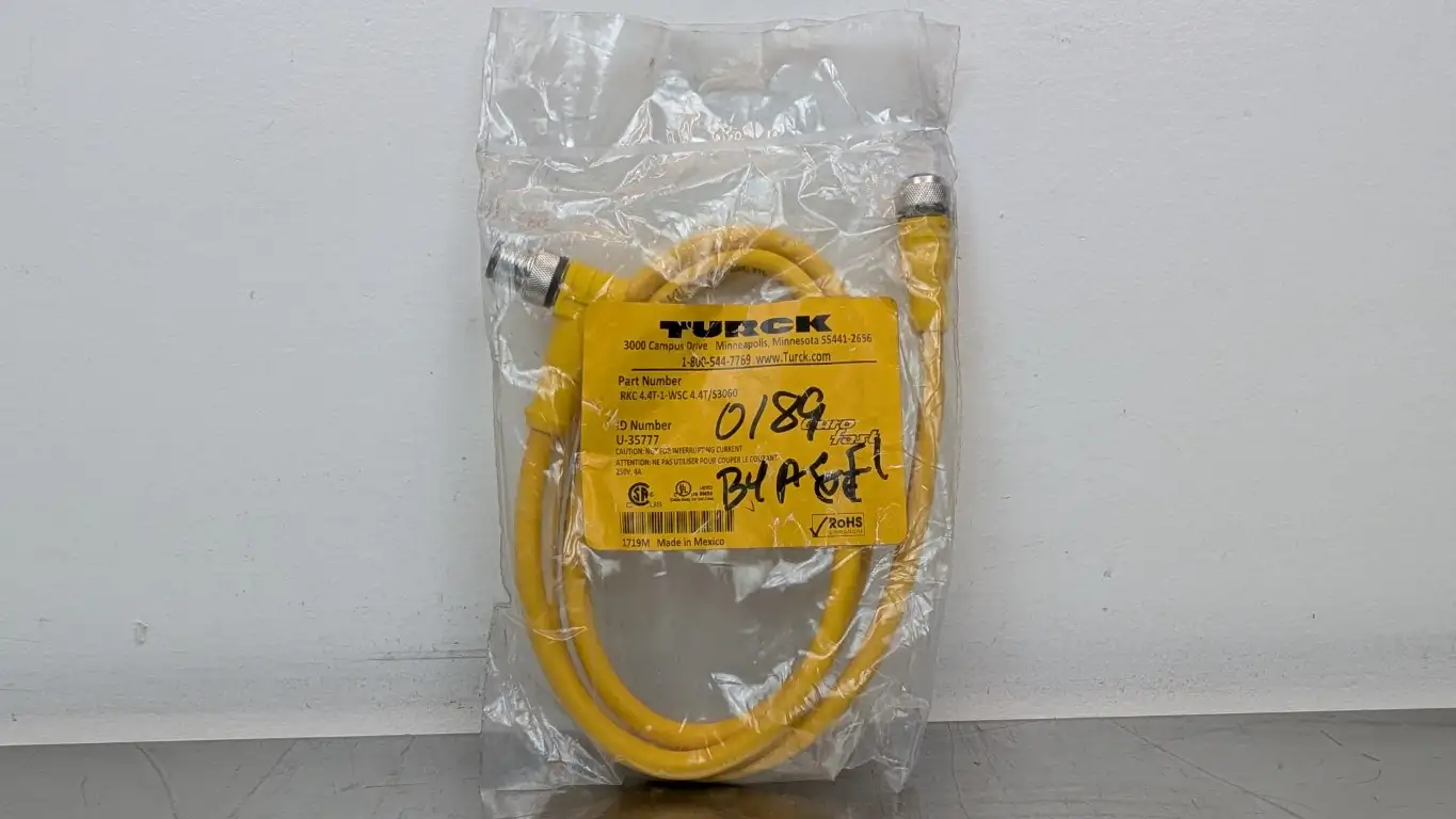 Turck RKC 4.4T-1-WSC 4.4T/S3060 Cordset U-35777 250V 4A M12 4-Pin Female M12 4-Pin Male 2m