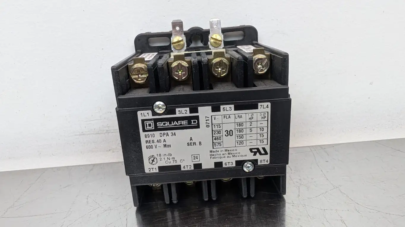 Square D 8910 DPA 34 Contactor Ser B 110/120VAC Coil 600VAC 40A