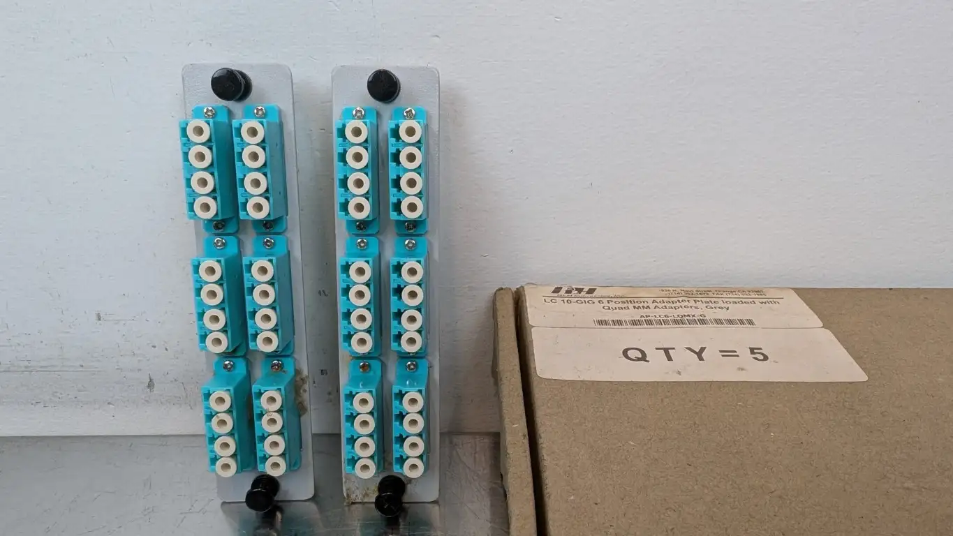 2 Pack RLH Industries AP-LC6-LQMX-G Fiber Adapter Plate 10-GIG 6 Position Quad MM Adapters Grey