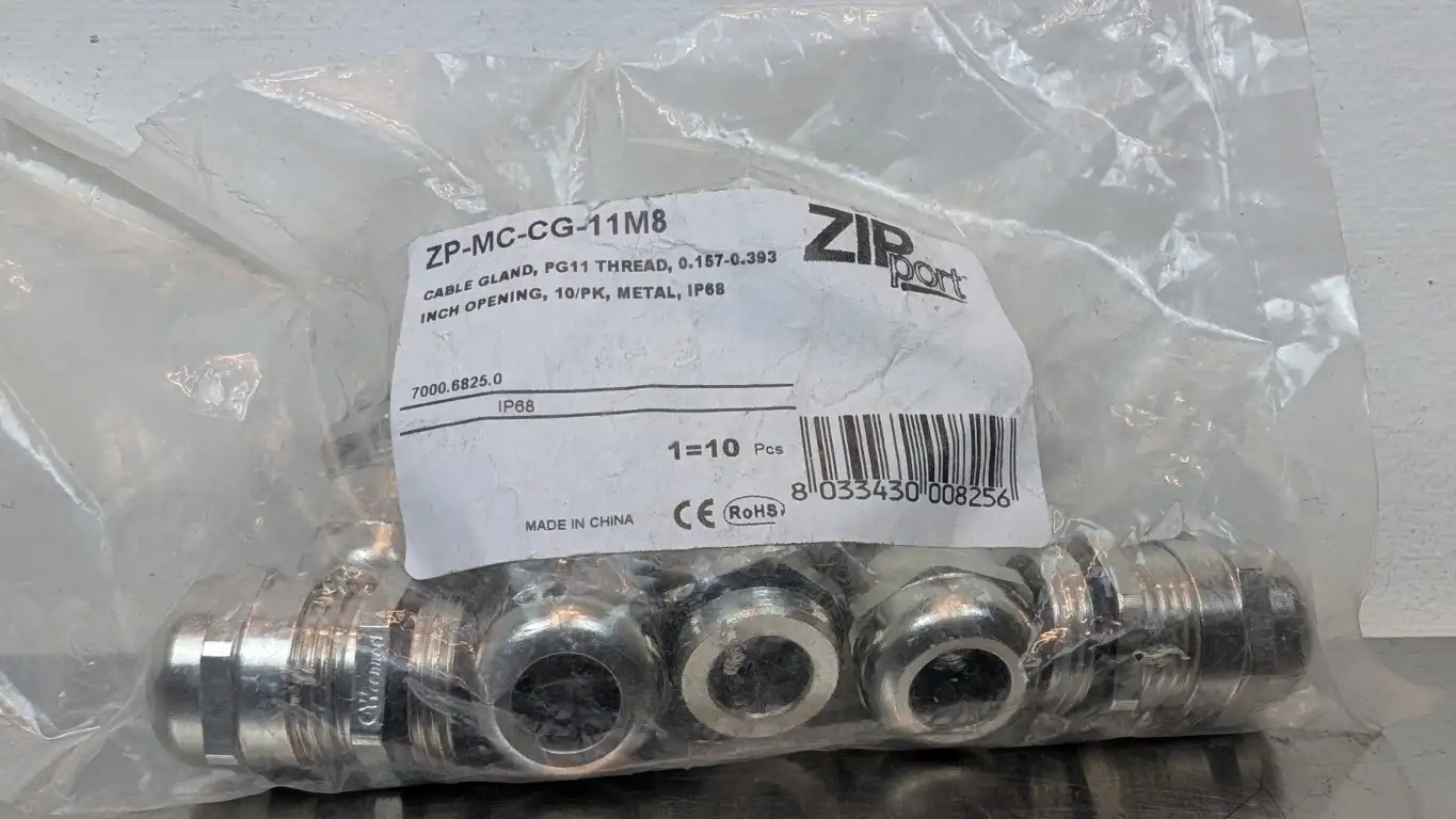 7 Pack Automation Direct ZP-MC-CG-11M8 Cable Gland ZIP Port PG11 Thread 0.157-0.393″ Opening 68IP