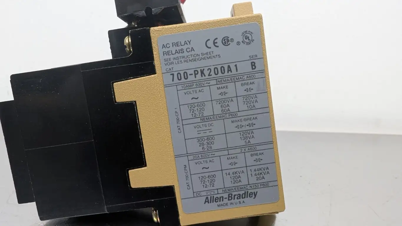 Allen-Bradley 700-PK200A1 AC Control Relay 700-N24 Ser B 115VAC Coil 600VAC 10A - Image 8