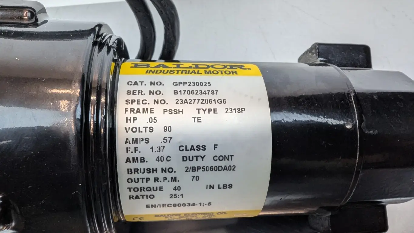 Baldor GPP230025 DC Gearmotor 23A277Z061G6 90VDC 0.57A 2318P 25:1 40 IN LBS .05 HP PSSH 70 RPM - Image 6