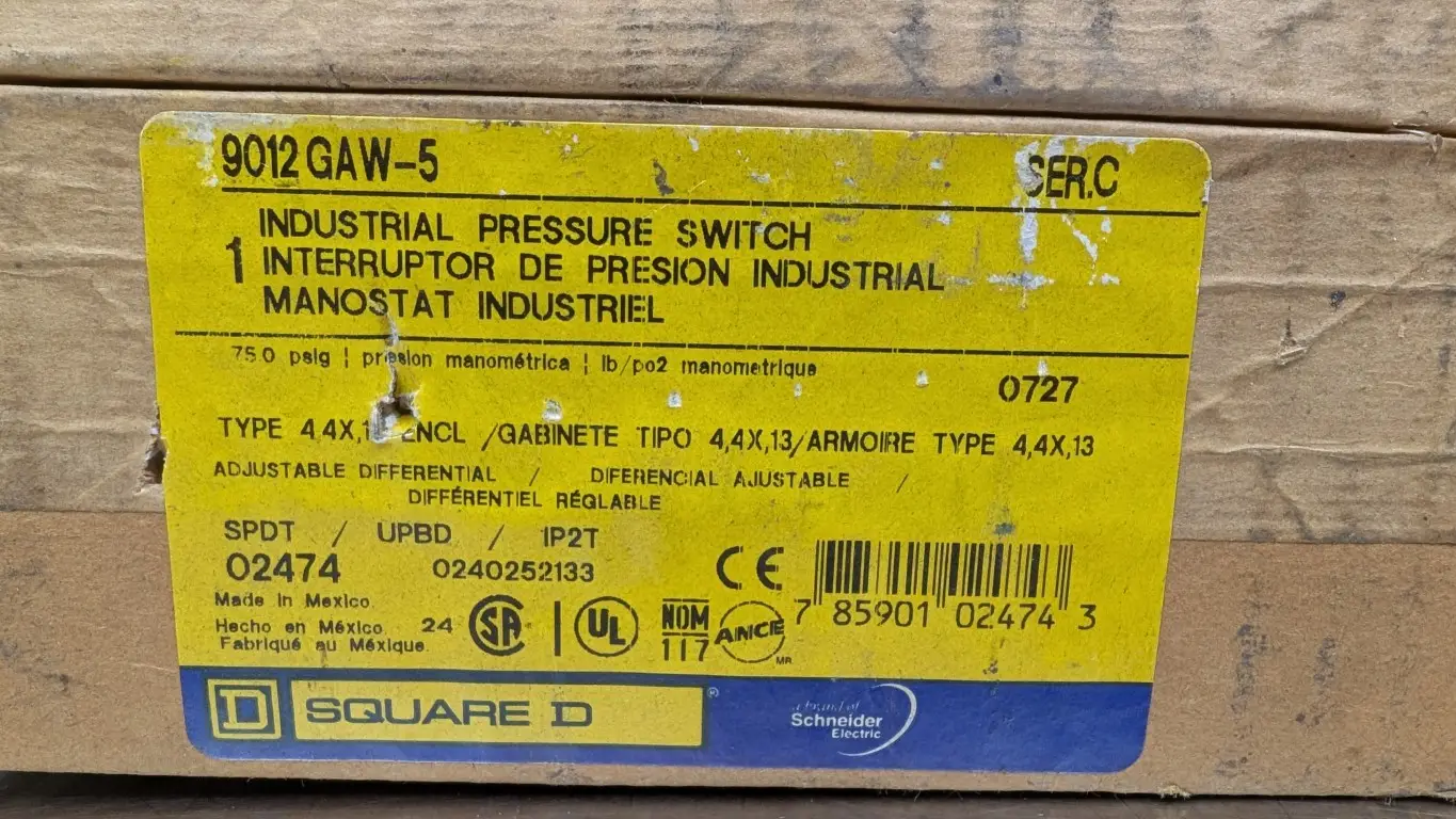 Square D 9012GAW-5 Industrial Pressure Switch Ser C 600V AC/DC 3-150 PSI - Image 6
