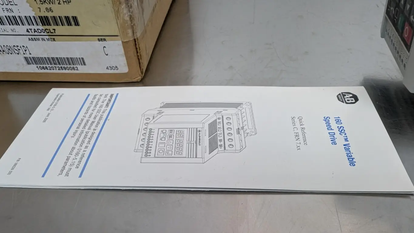 Allen-Bradley 160-AA08NSF1P1 Variable Spead Drive Ser C FRM 7.06 200-240VAC 9.4A to 200-230 8A 0-240Hz 2 HP - Image 8