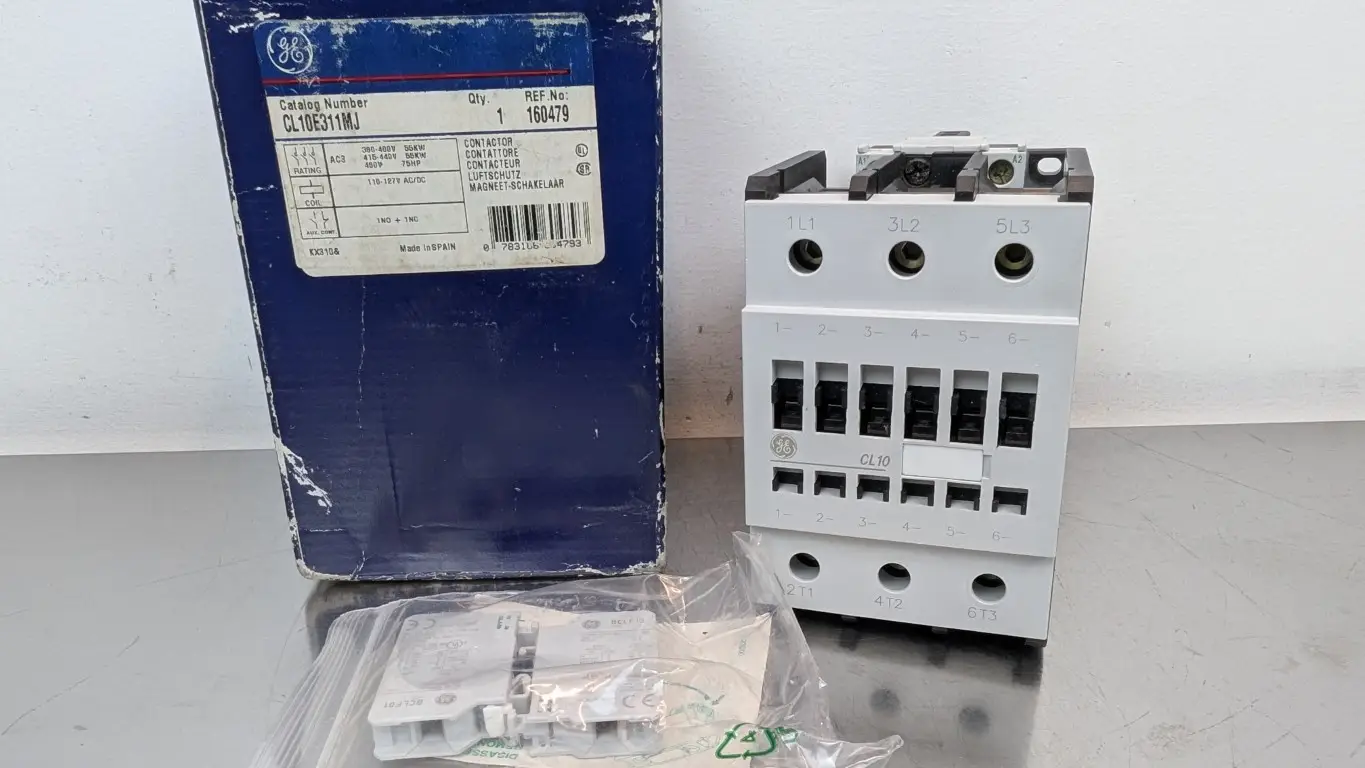 GE CL10E311MJ Contactor 160479 1NO 1NC 110/127V AC/DC Coil 380-400/415-440/460VAC 75 HP