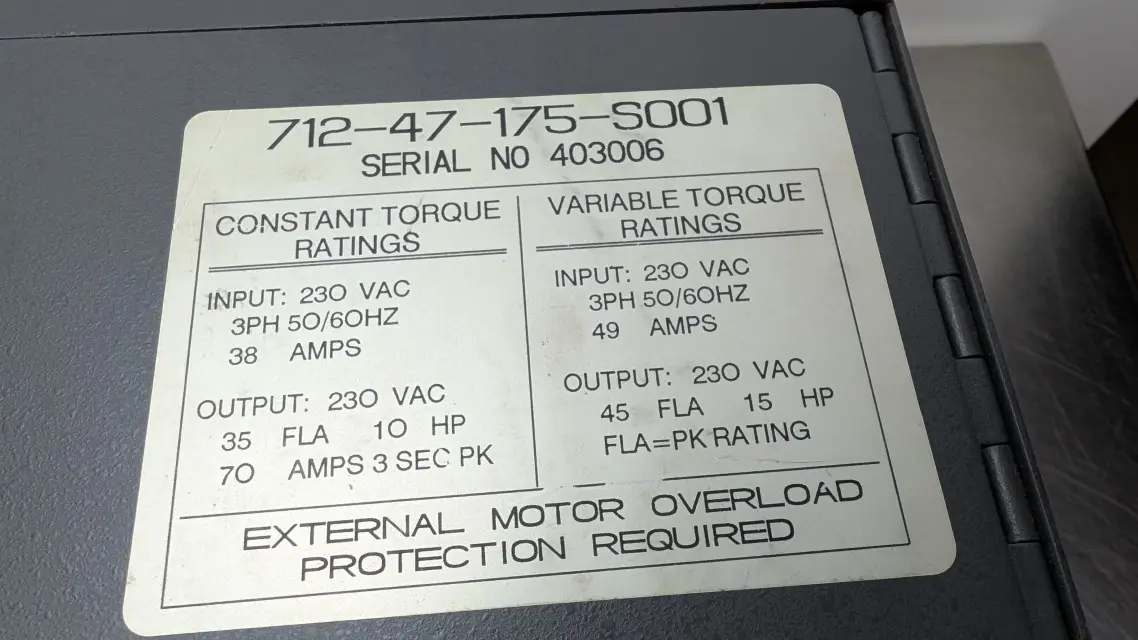 Baldor 712-47-175-SOO1 Spindle Drive 0712033 SWEO Fadal VMC15 230VAC 38A 230VAC 10 HP - Image 11