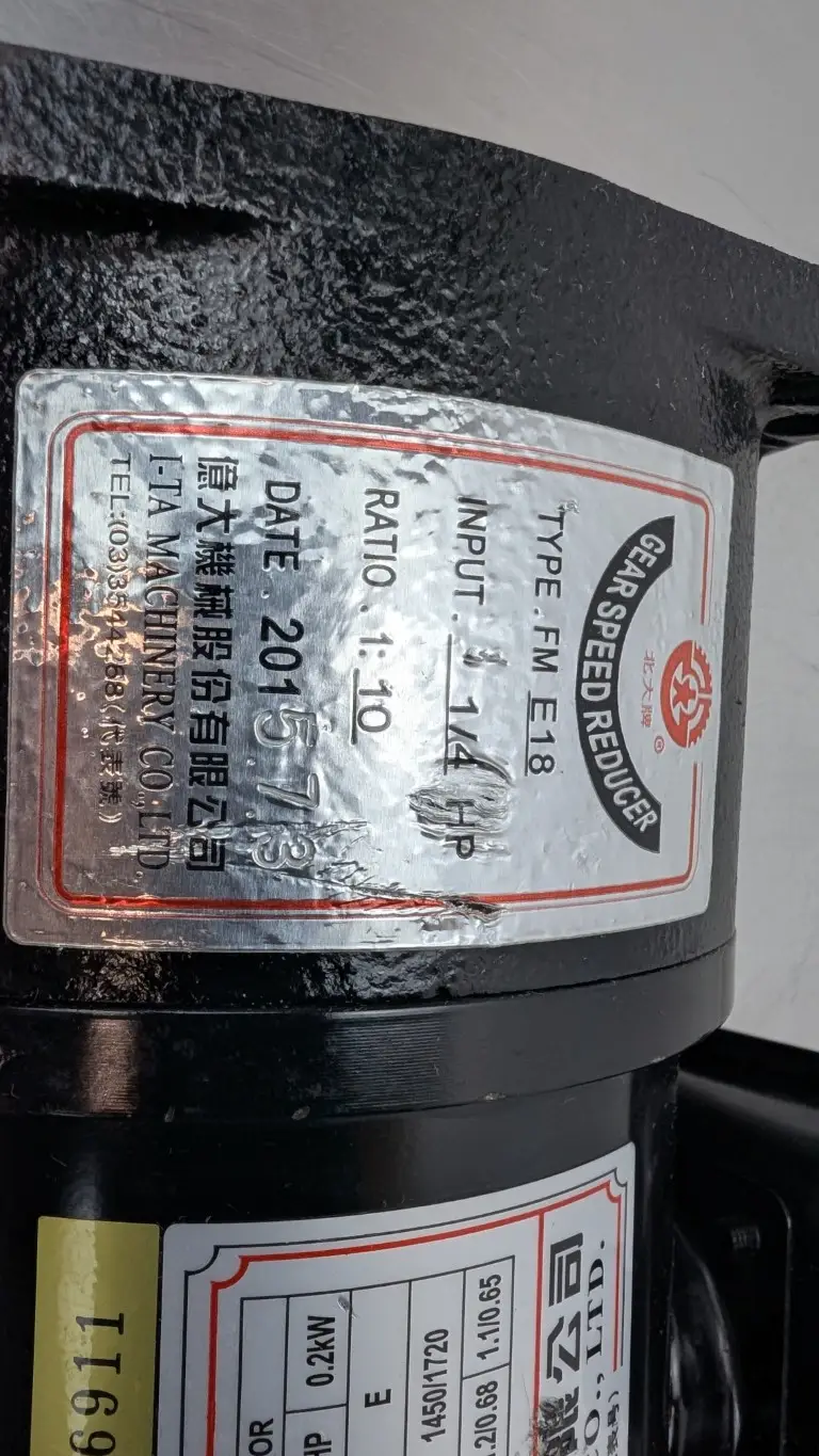 I-TA Machinery AEV200 Induction Gearmotor FME18 220/380VAC 1.2A/0.68A 1:10 1/4 HP 1450/1720 RPM IP44IP - Image 5