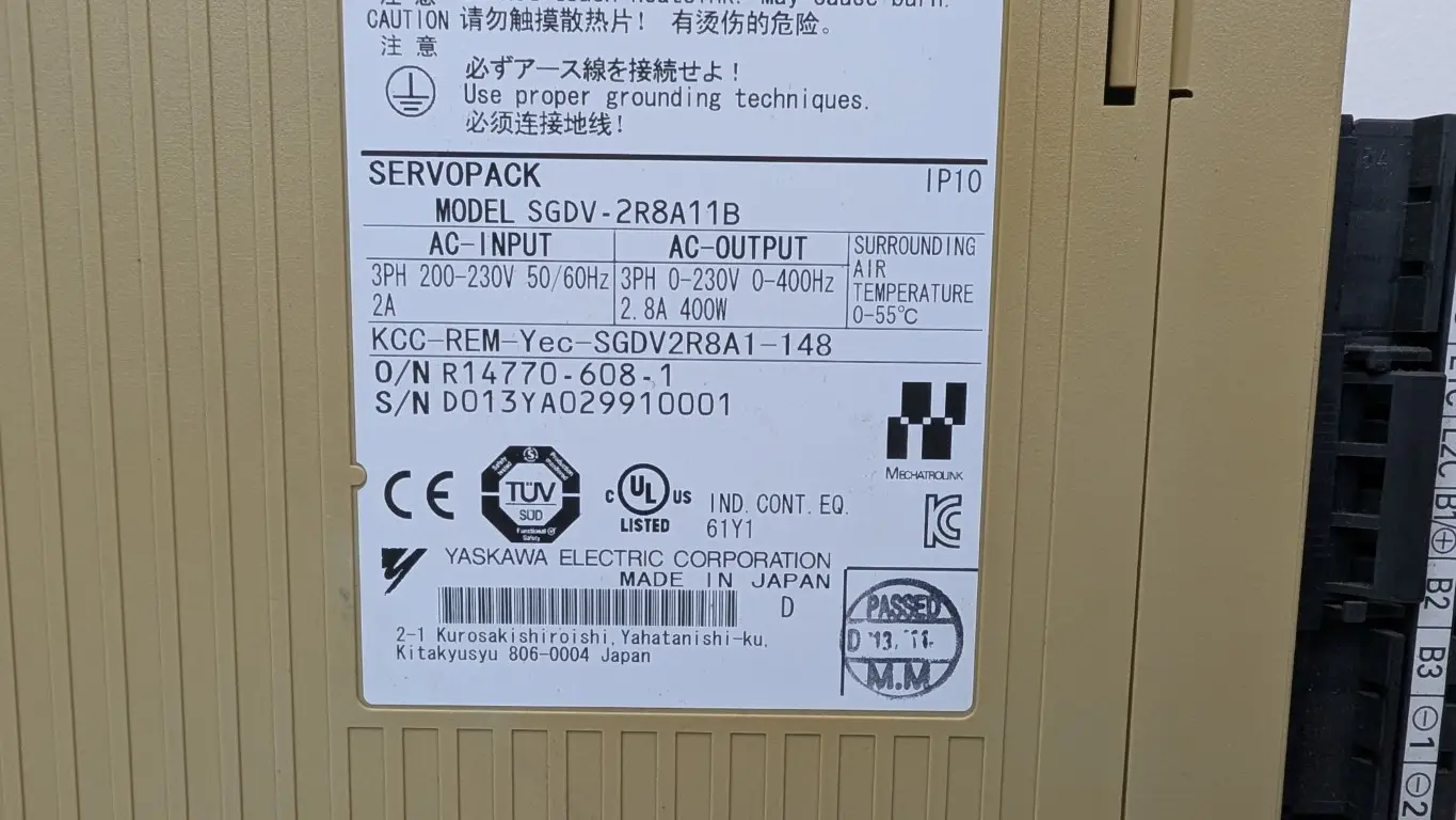 Yaskawa SGDV-2R8A11B AC Servo Drive 200-230VAC 2A to 0-230VAC 2.8A 400W 0-400Hz - Image 5