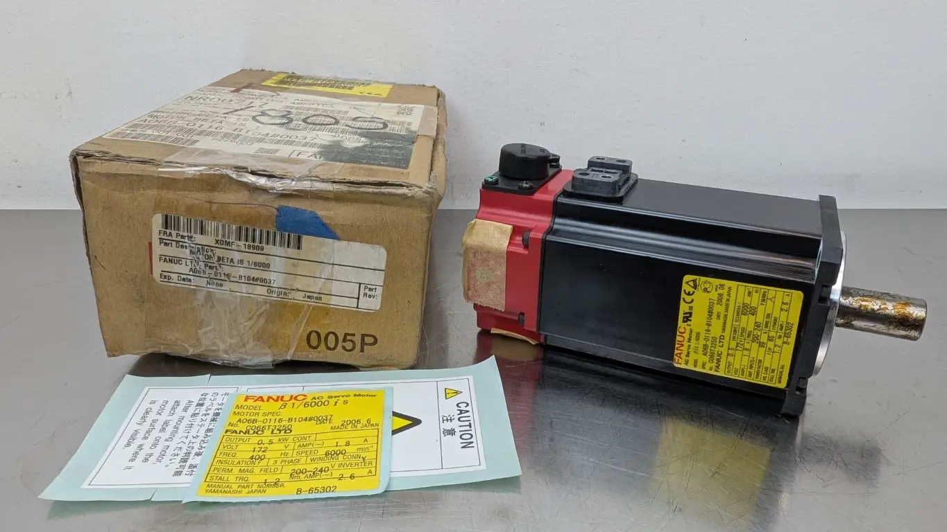 Fanuc A06B-0116-B104#0037 AC Servo Motor B1/6000 is 172VAC 1.8A 6000 RPM