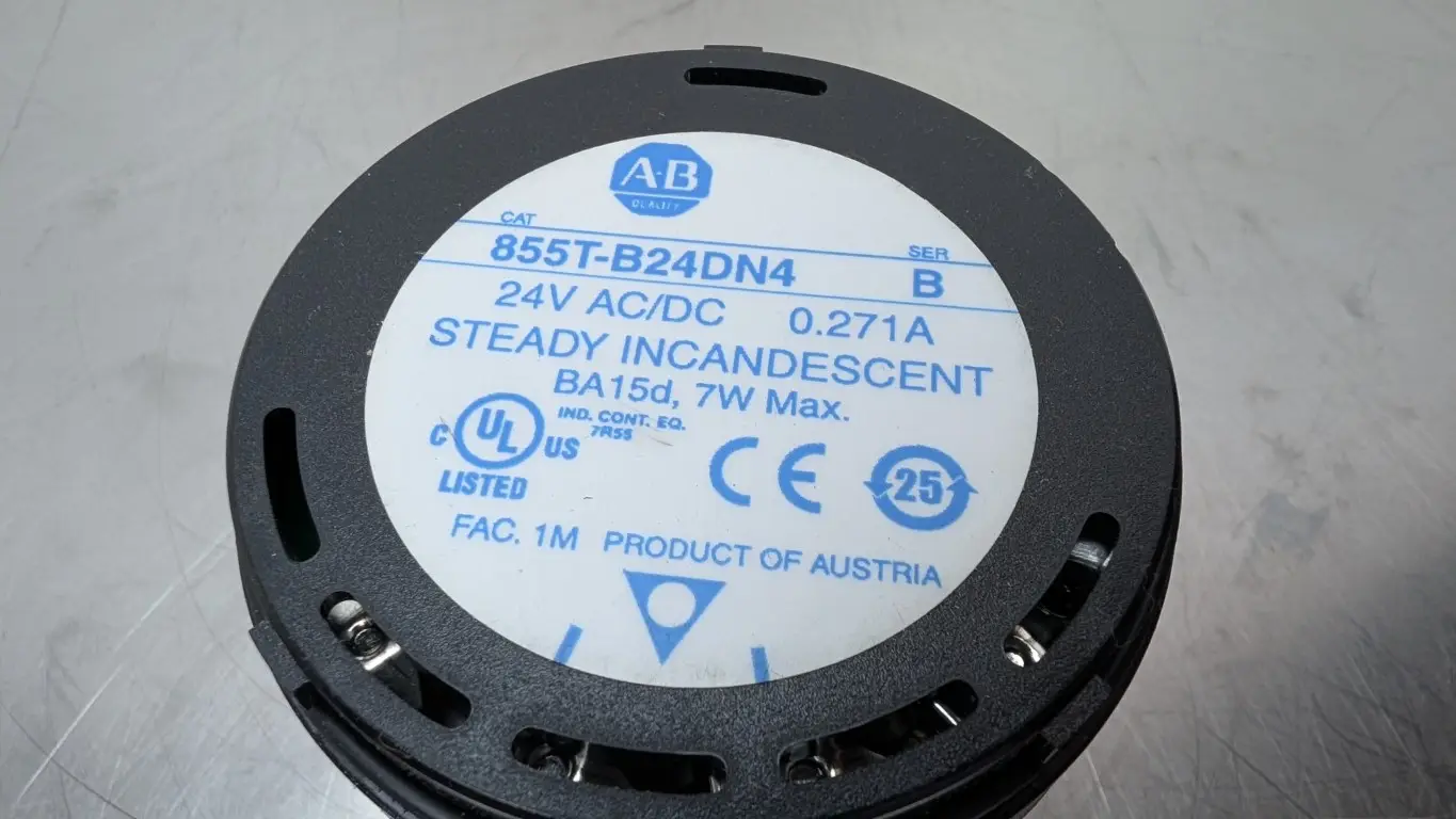 Allen-Bradley 855T-B24DN4 Steady Incandescent Tower Light Ser B 24V AC/DC 0.271A 7W Red - Image 3