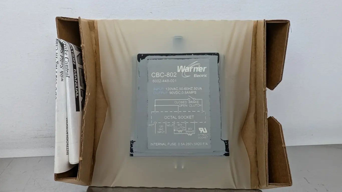 Warner Electric CBC-802 Clutch Brake Power Supply 6002-448-001 120VAC .50A to 90VDC 0.5A - Image 2