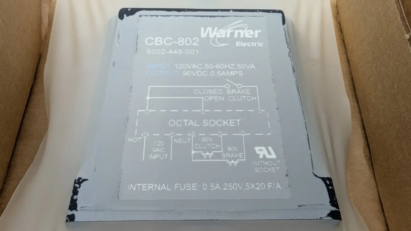 Warner Electric CBC-802 Clutch Brake Power Supply 6002-448-001 120VAC .50A to 90VDC 0.5A - Image 3