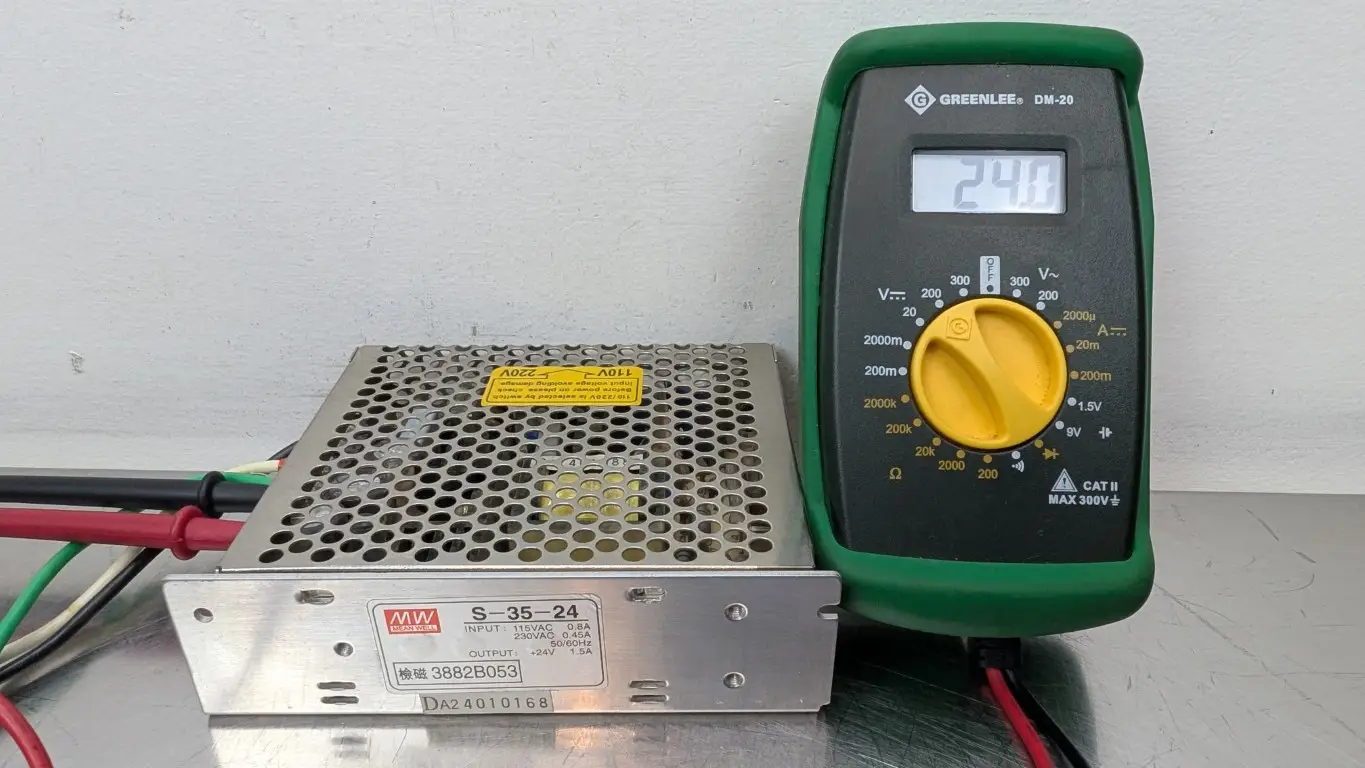 Mean Well S-35-24 Power Supply 115/230VAC 0.8/0.45A to 24VDC 1.5A Powers up