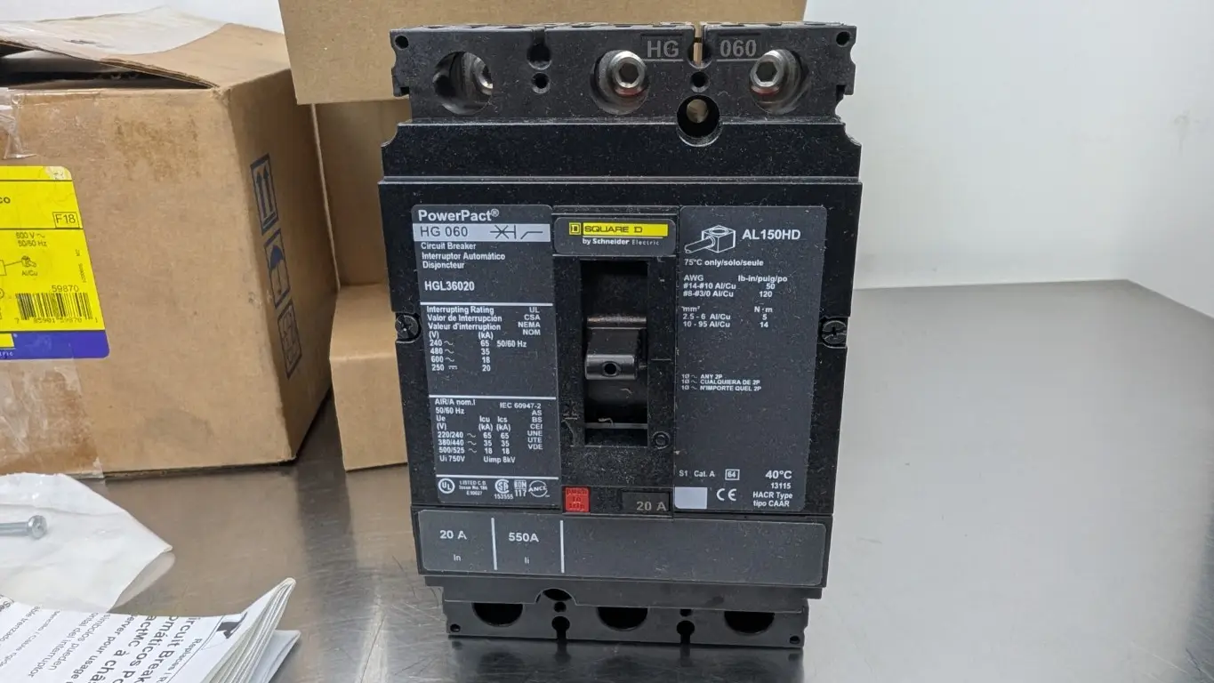 Square D HGL36020 Circuit Breaker 600VAC 20A 3P - Image 2