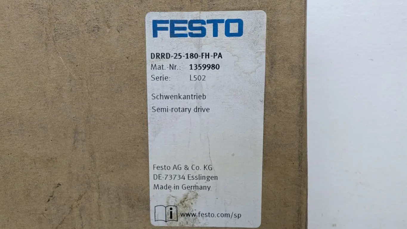 Festo DRRD-25-180-FH-PA Rotary Actuator Semi-Rotary Drive 1359980 Ser L502 - Image 7