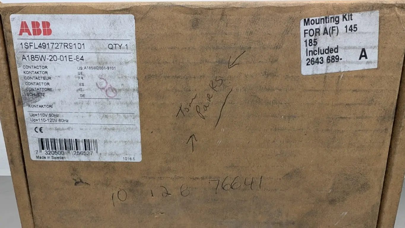 ABB 1SFL491727R9101 Welding Isolation Contactor A185W-20-01E-84 110/120VAC Coil 600VAC 250A - Image 10