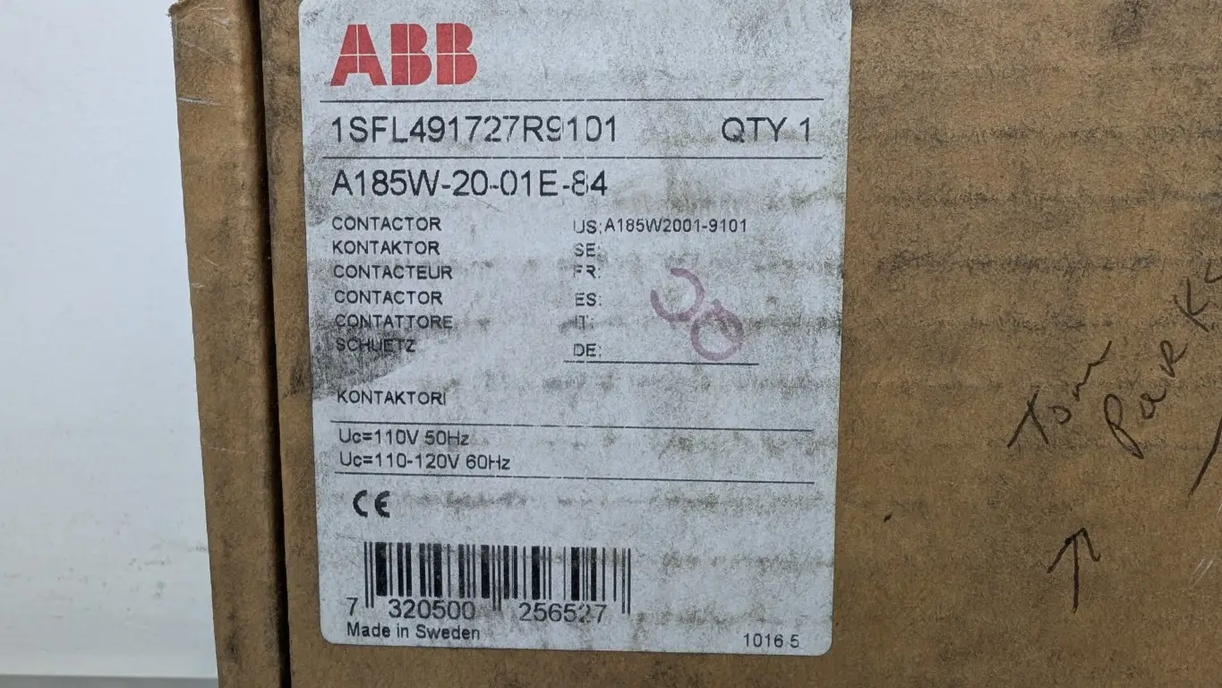 ABB 1SFL491727R9101 Welding Isolation Contactor A185W-20-01E-84 110/120VAC Coil 600VAC 250A - Image 11