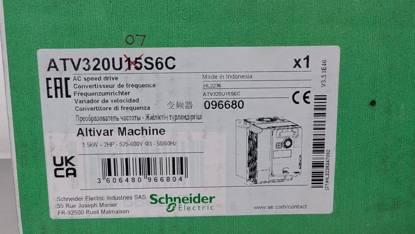 Schneider Electric ATV320U07S6C AC Speed Drive Altivar 320 525-600VAC 1.5A 0.75kW to 0-599VAC 1.7A 1 HP - Image 7