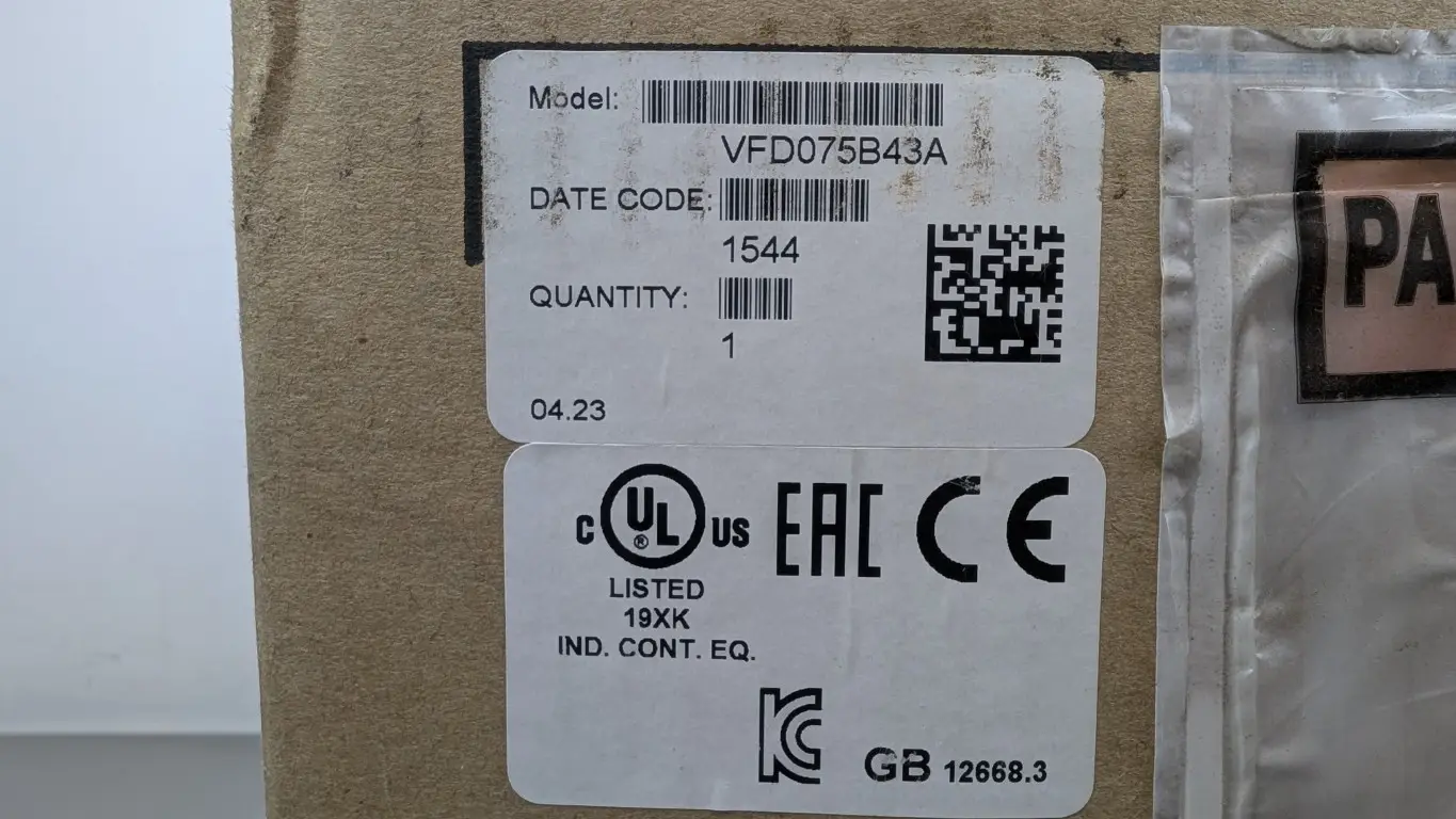Delta VFD075B43A AC Drive VFD-B Rev 4.23 380-480VAC 19A to 0-480VAC 18A 0.1-400Hz 10 HP - Image 8