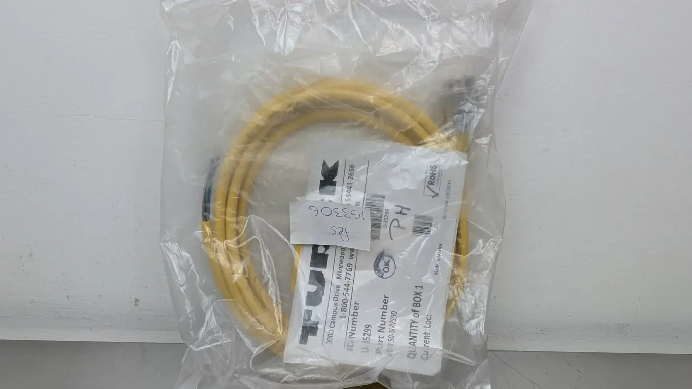 Turck RSM 50-3M/S90 Cordset U-35299 600V 9A 7/8″ Male 5-Pin 5-Wire 3m Yellow
