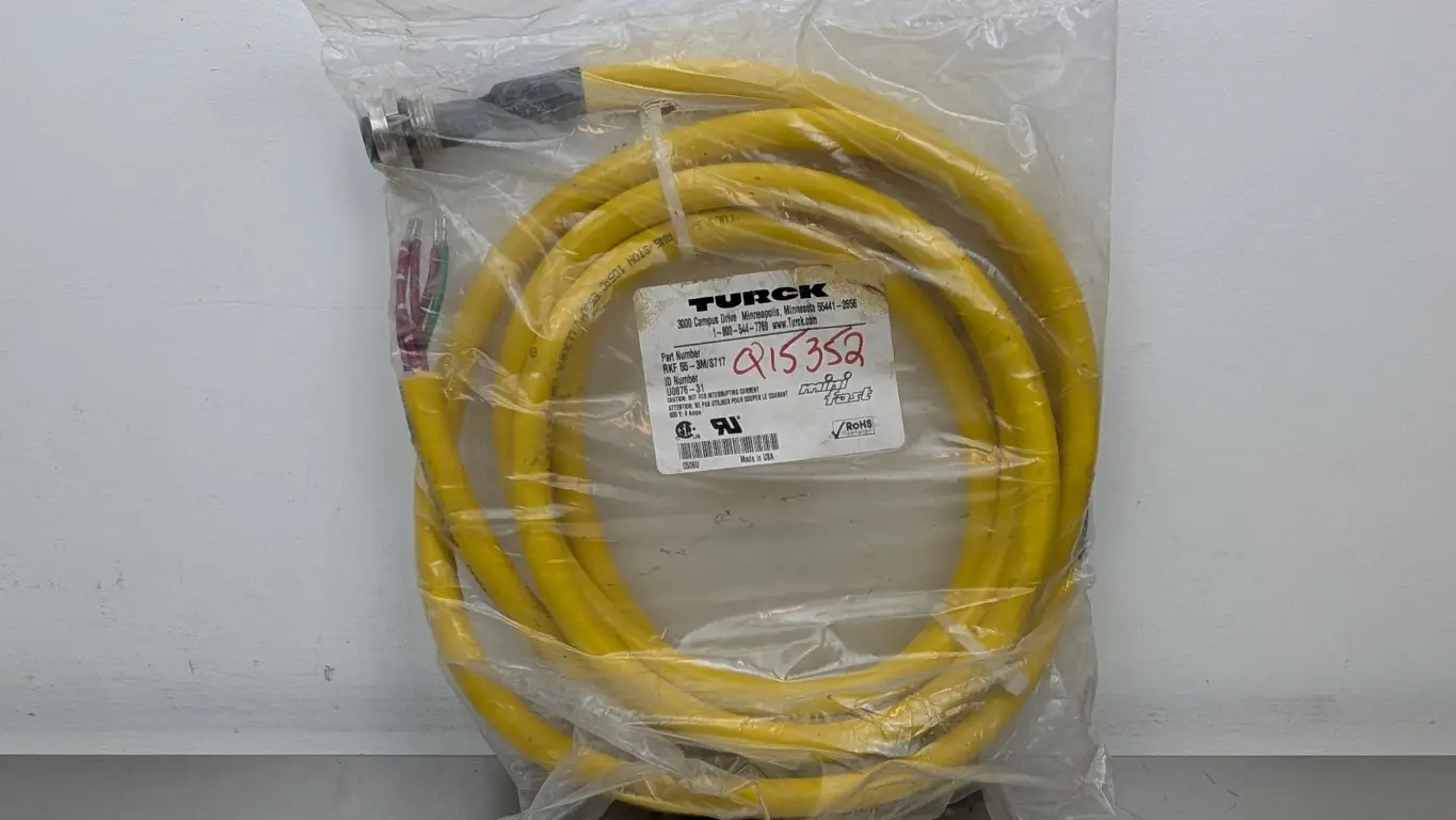 Turck RKF 55-3M/S717 Front Mount Cordset U0876-31 600V 9A 7/8″ Female 5-Pin 5-Wire 3m Yellow