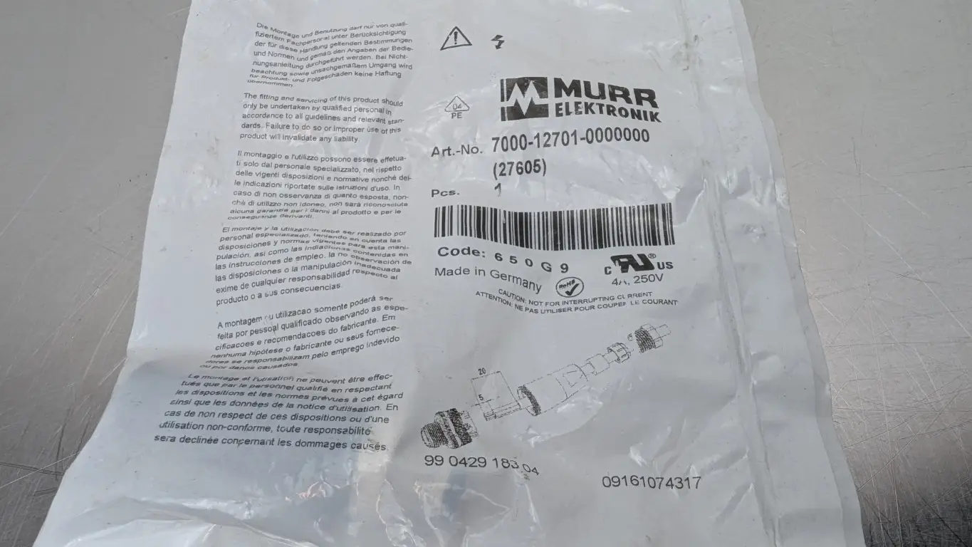 Murr Elektronik 7000-12701-0000000 Connector 27605 M12 Male 4-Pin Black - Image 5