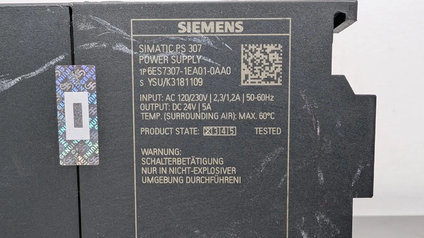 Siemens 6ES7307-1EA01-0AA0 Power Supply 120/230VAC 2.3/1.2A to 24VDC 5A - Image 5
